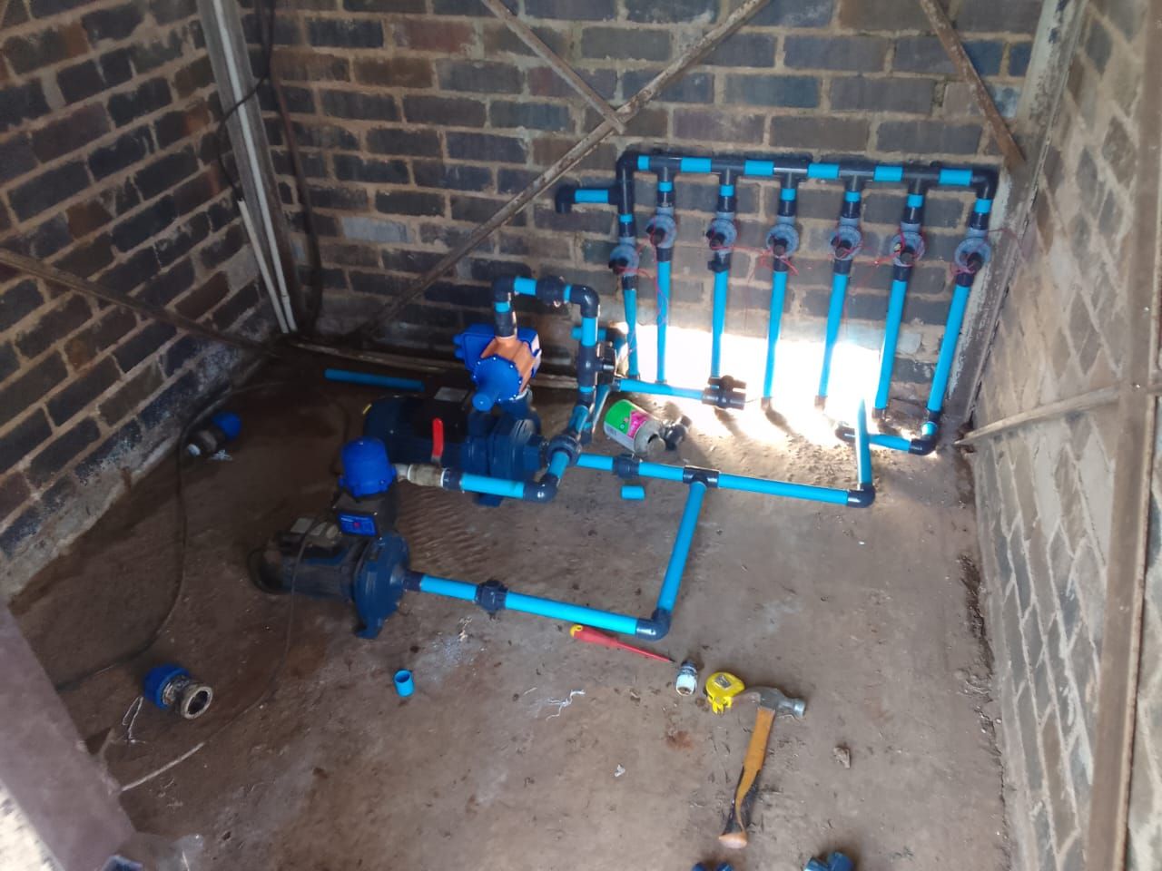 Close-up of a new submersible borehole pump motor