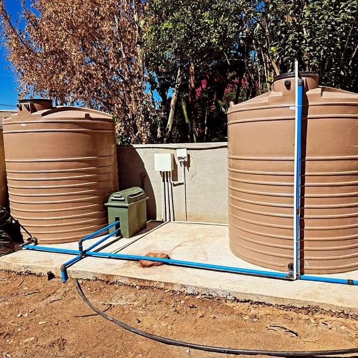 Installed booster pump connected to JoJo storage tank